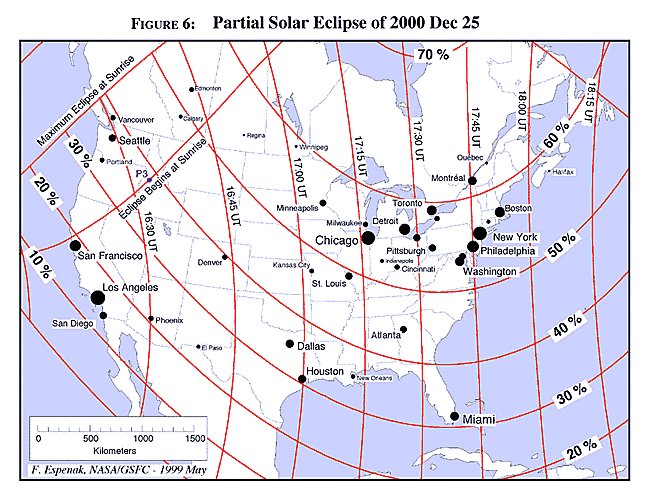 Figure 2 - Stereographic Map of the 2001 Eclipse